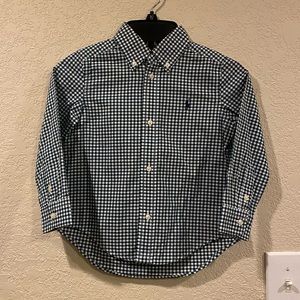 Ralph Lauren Dark Green/ White Button Up (3/3T)